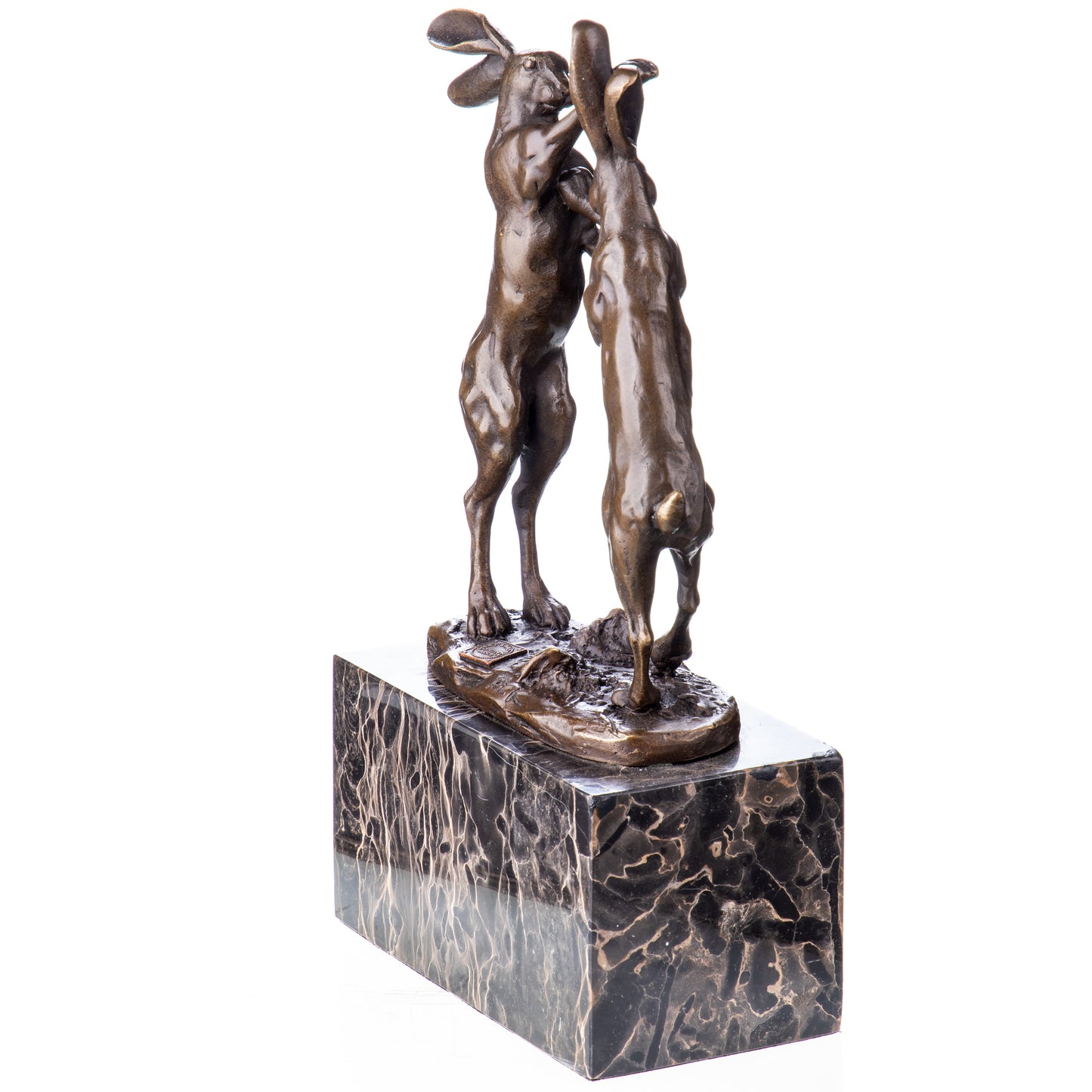 Statue en Bronze Combat de lapins