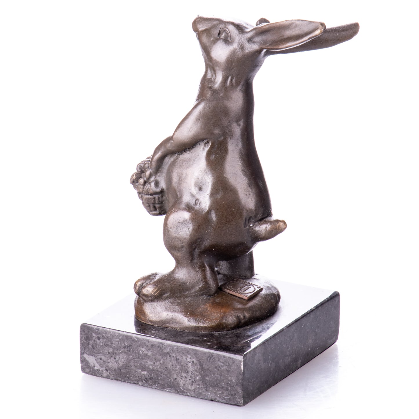 Statue en Bronze Lapin et son panier de fleurs