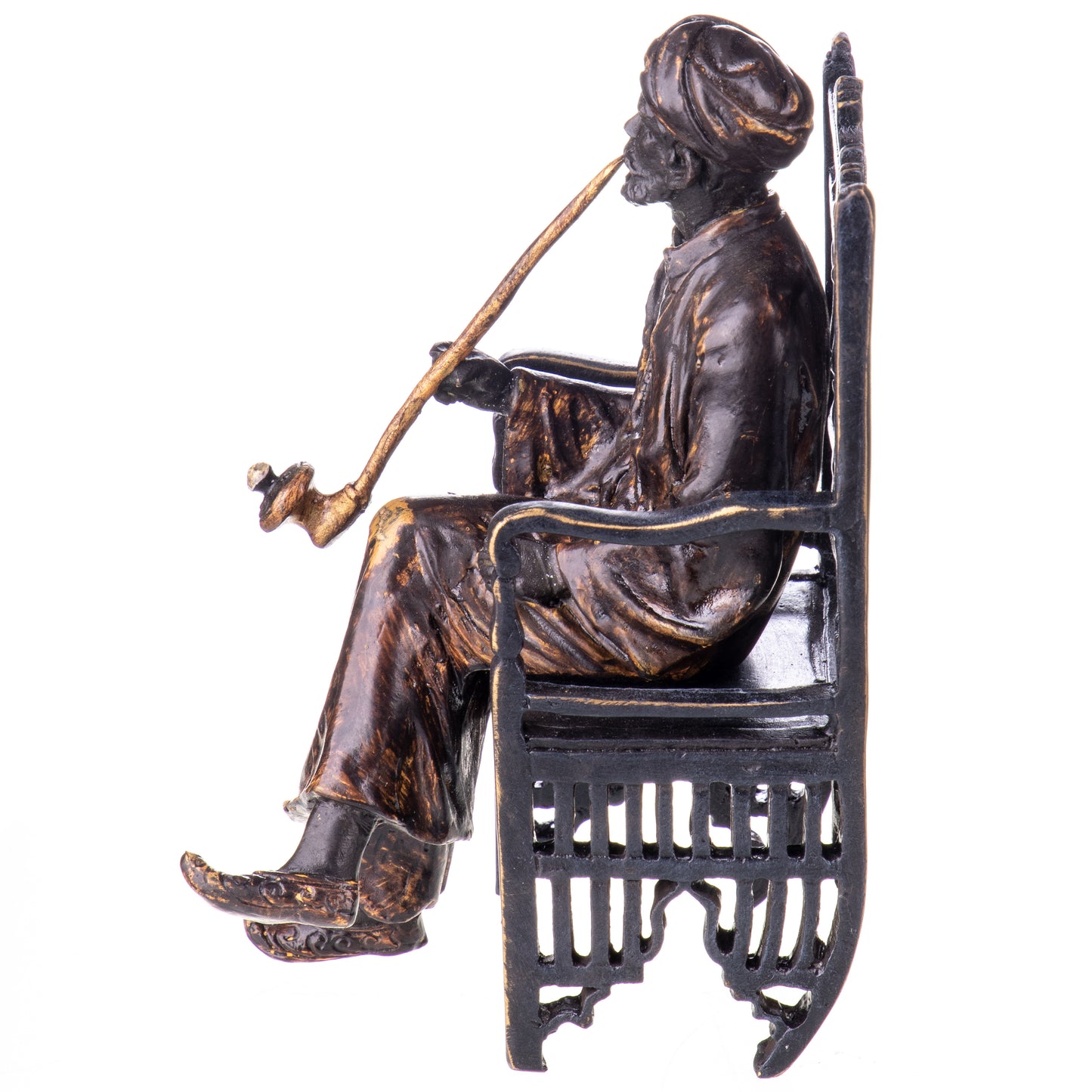 Statue en Bronze Arabe qui fume assis