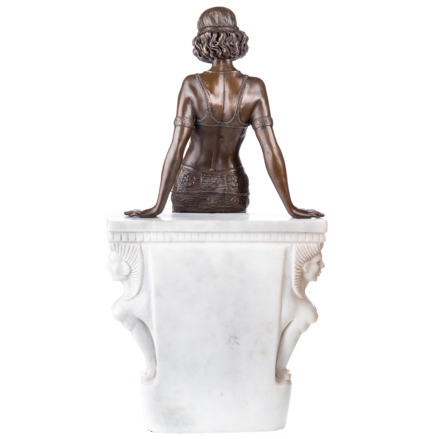 Statue en Bronze Femme Marbre blanc sculpté