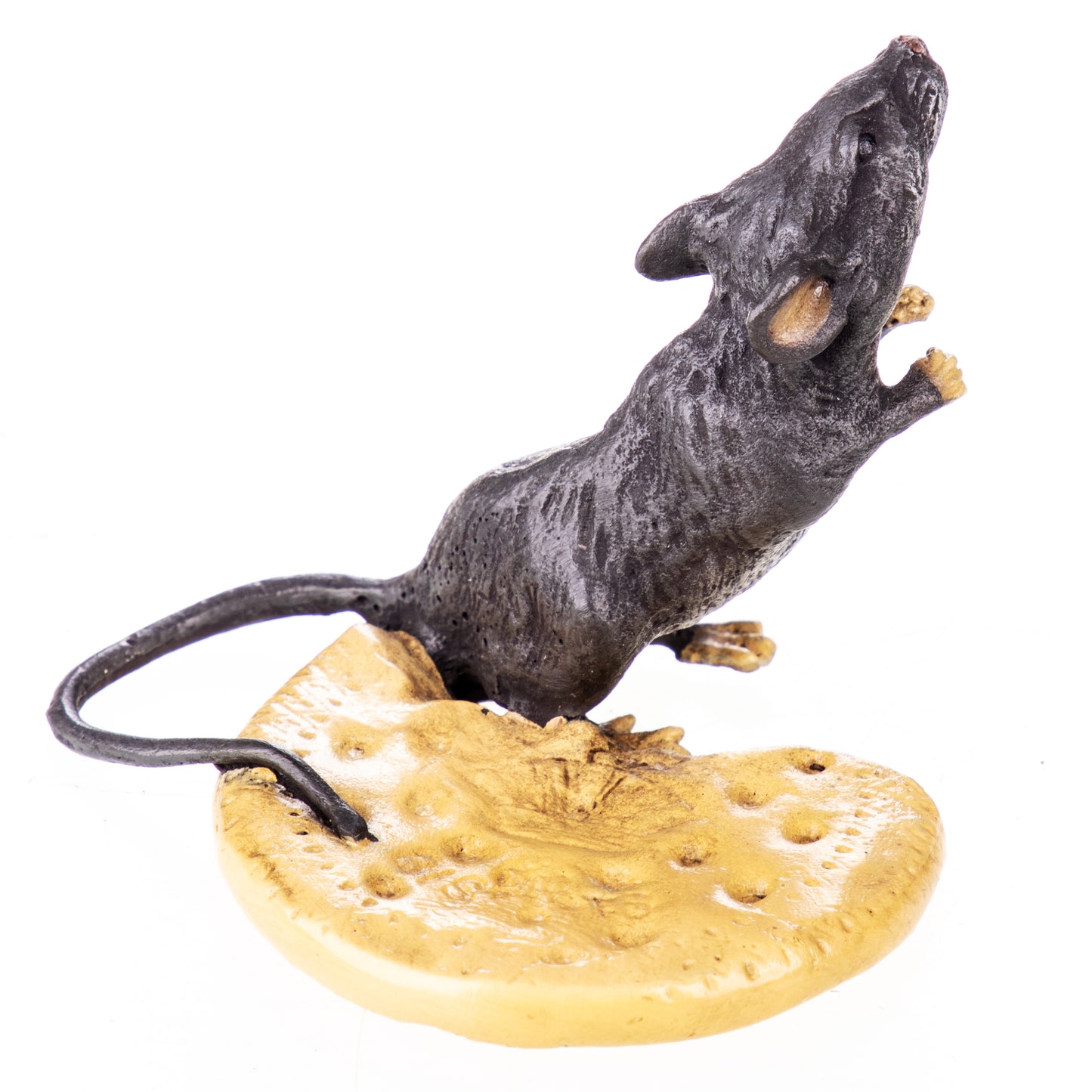 Statue en Bronze Souris au Biscuit