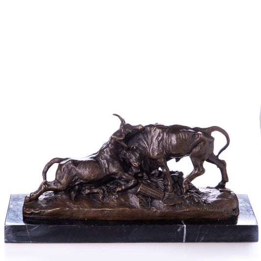 Statue en Bronze Combat de taureaux romains