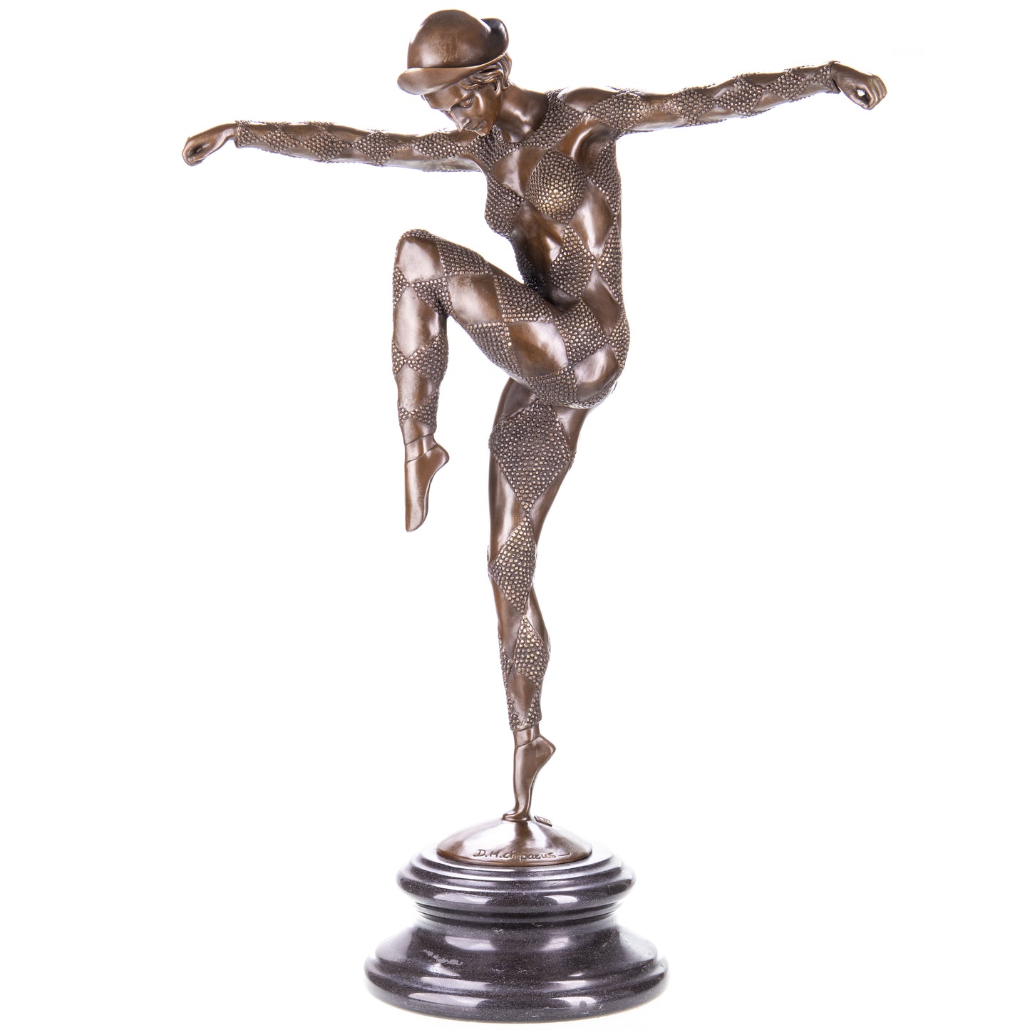 Statue en Bronze Danseuse arlequin d'après Chiparus