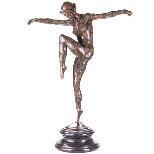 Statue en Bronze Danseuse arlequin d'après Chiparus
