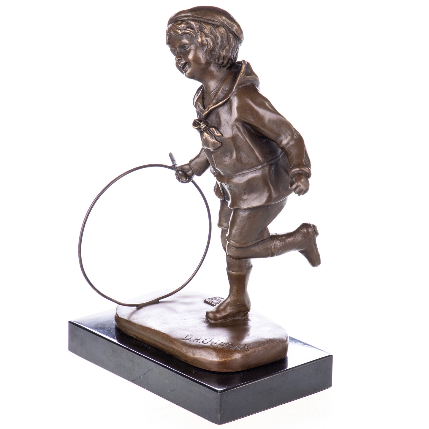 Statue en Bronze Fillette au cerceau d'après Chiparus
