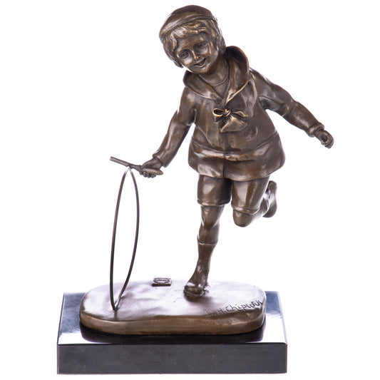 Statue en Bronze Fillette au cerceau d'après Chiparus