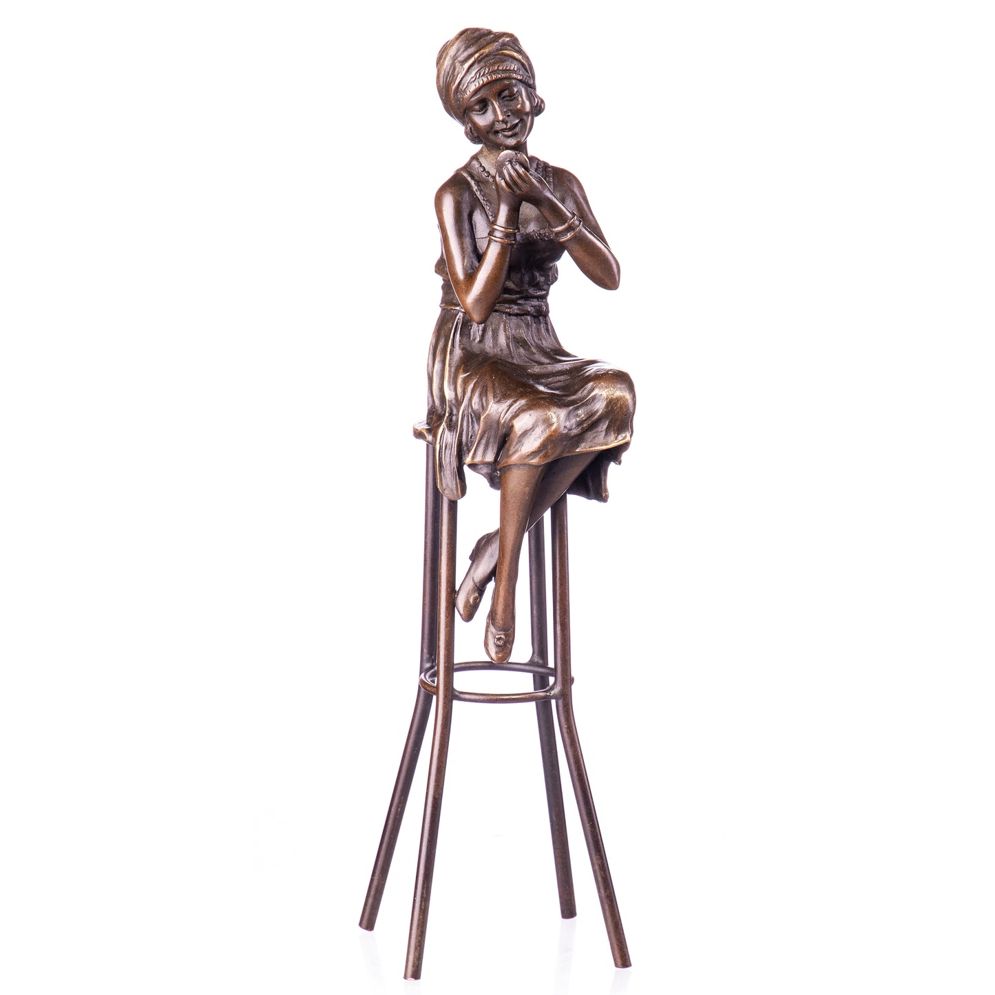 Statue en Bronze Femme au tabouret d'après Chiparus