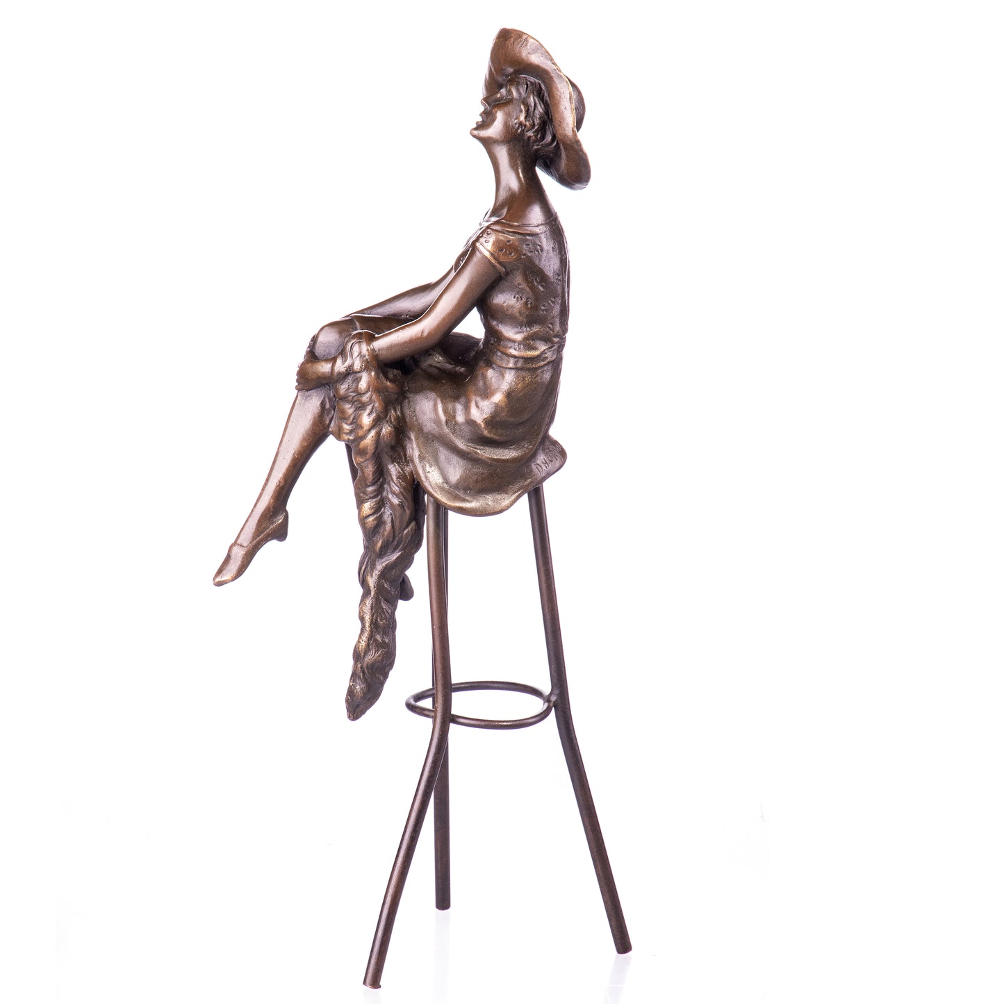 Statue en Bronze Femme au tabouret d'après Chiparus