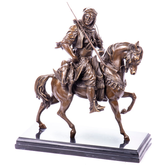 Statue en Bronze Cavalier Arabe à cheval d'après Guillemin