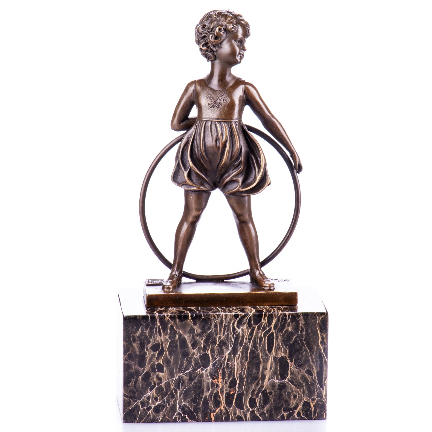 Statue en Bronze Jeune fille au cerceau