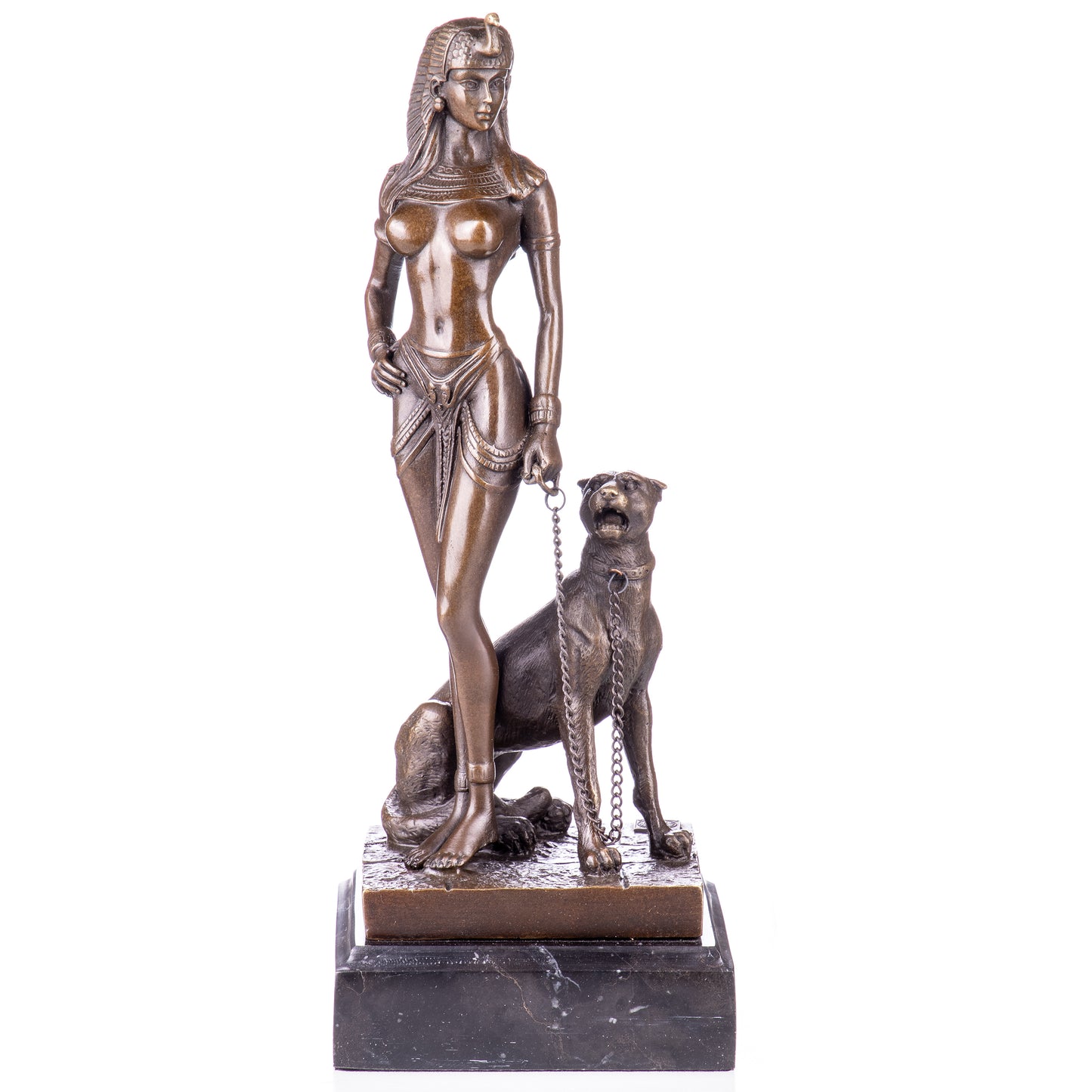 Statue en Bronze Cléopâtre et son félin