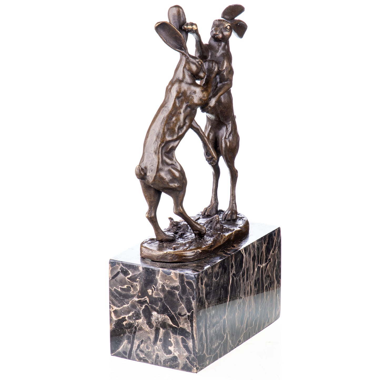 Statue en Bronze Combat de lapins