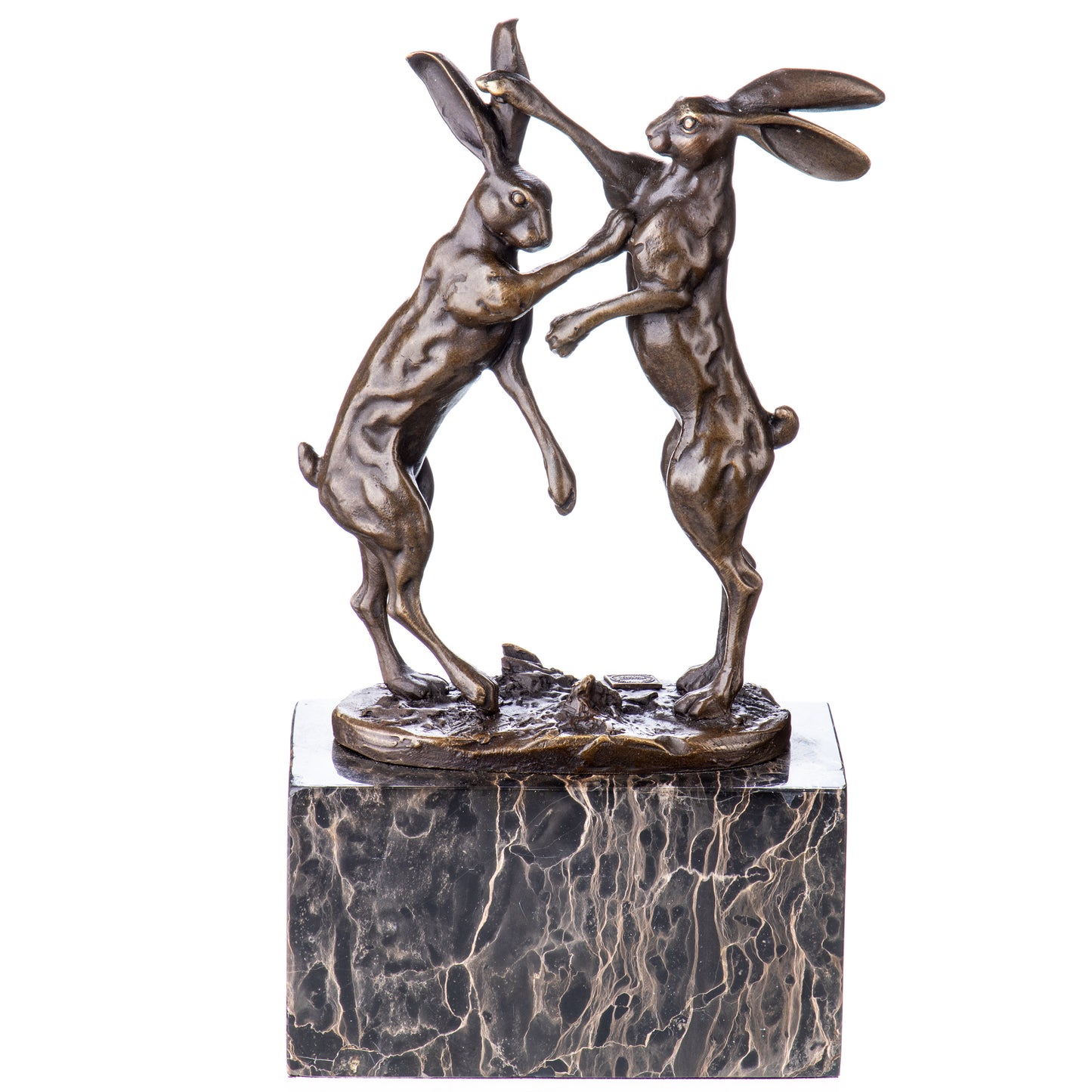 Statue en Bronze Combat de lapins