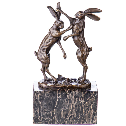 Statue en Bronze Combat de lapins