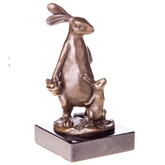 Statue en Bronze Lapin et son petit