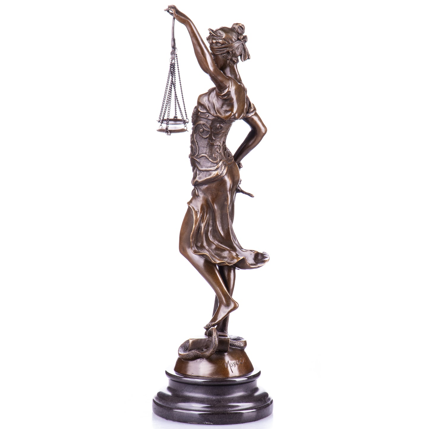 Sculpture en Bronze de Thémis Déesse de la Justice,tenant une balance et une épée.