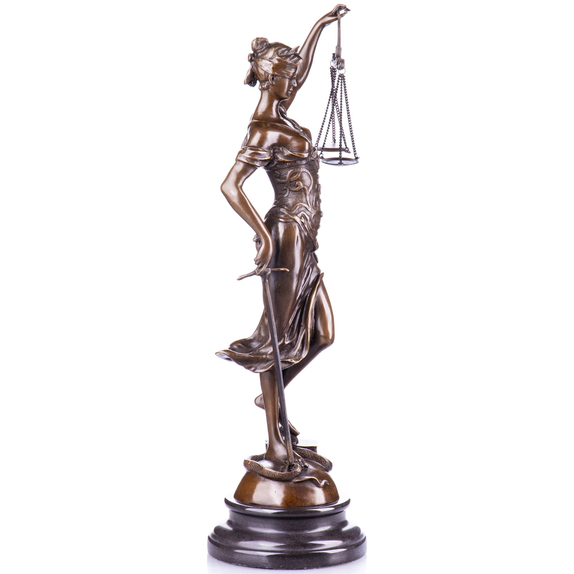 Sculpture en Bronze de Thémis Déesse de la Justice,tenant une balance et une épée.