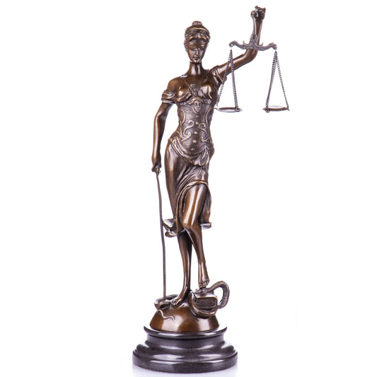 Sculpture en Bronze de Thémis Déesse de la Justice,tenant une balance et une épée.