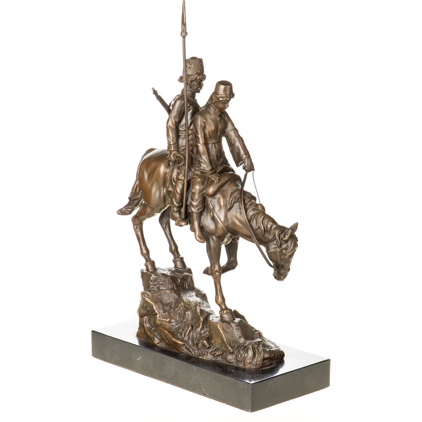 Statue en Bronze Couple Cosaque à Cheval