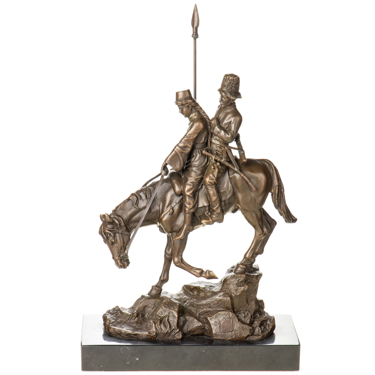 Statue en Bronze Couple Cosaque à Cheval