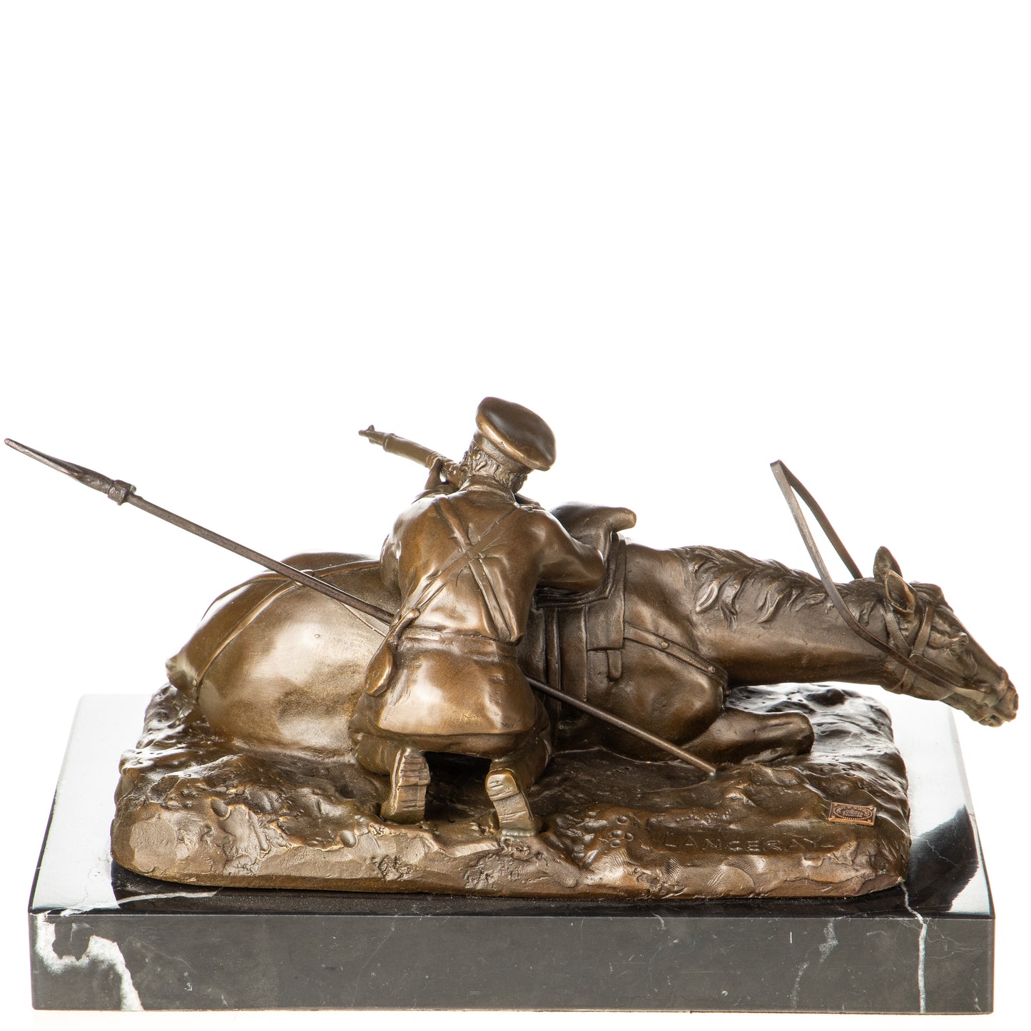 Statue en Bronze Soldat au Cheval