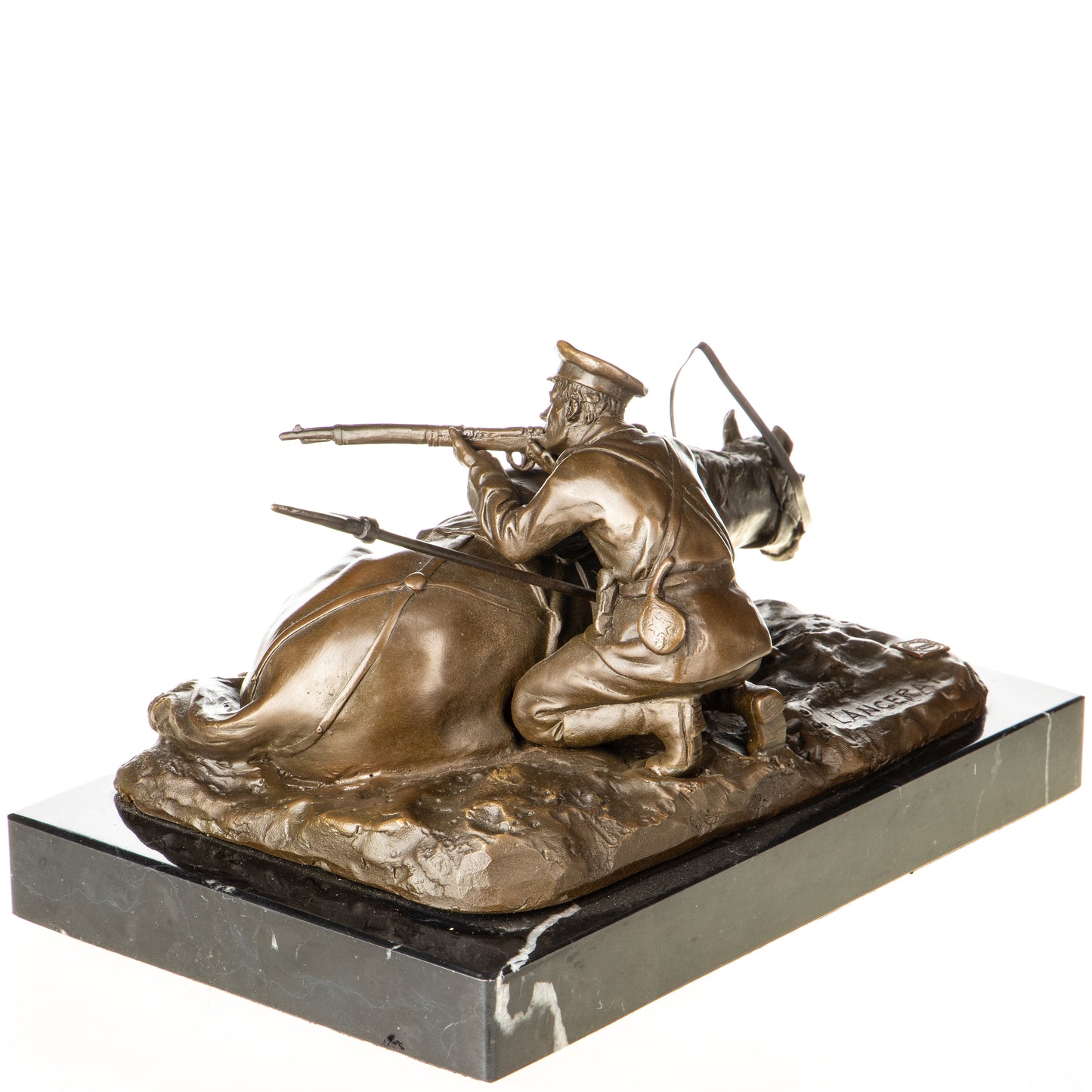 Statue en Bronze Soldat au Cheval