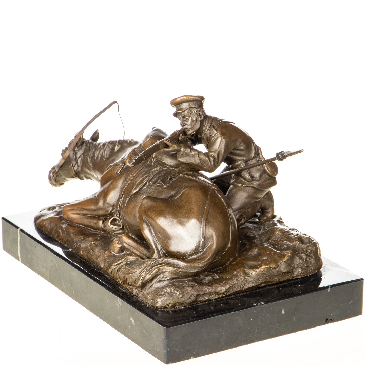 Statue en Bronze Soldat au Cheval