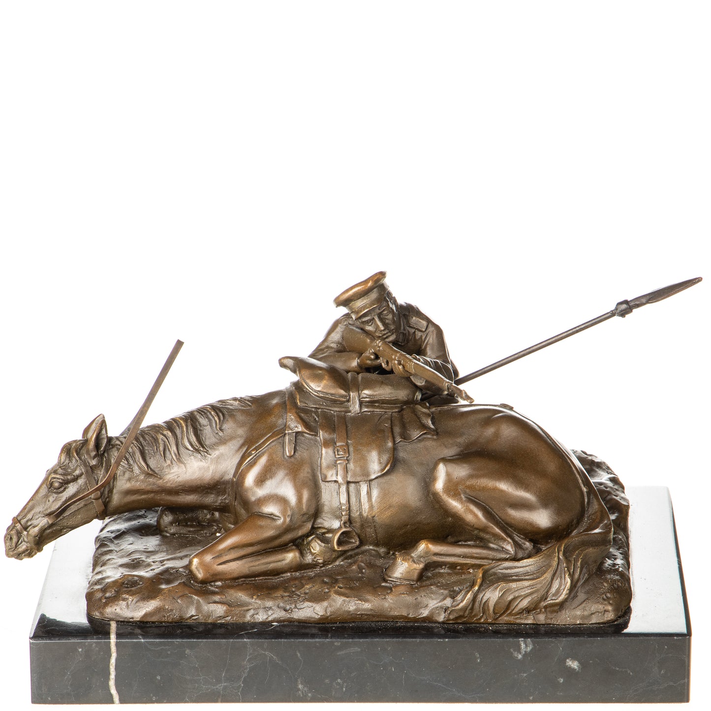 Statue en Bronze Soldat au Cheval