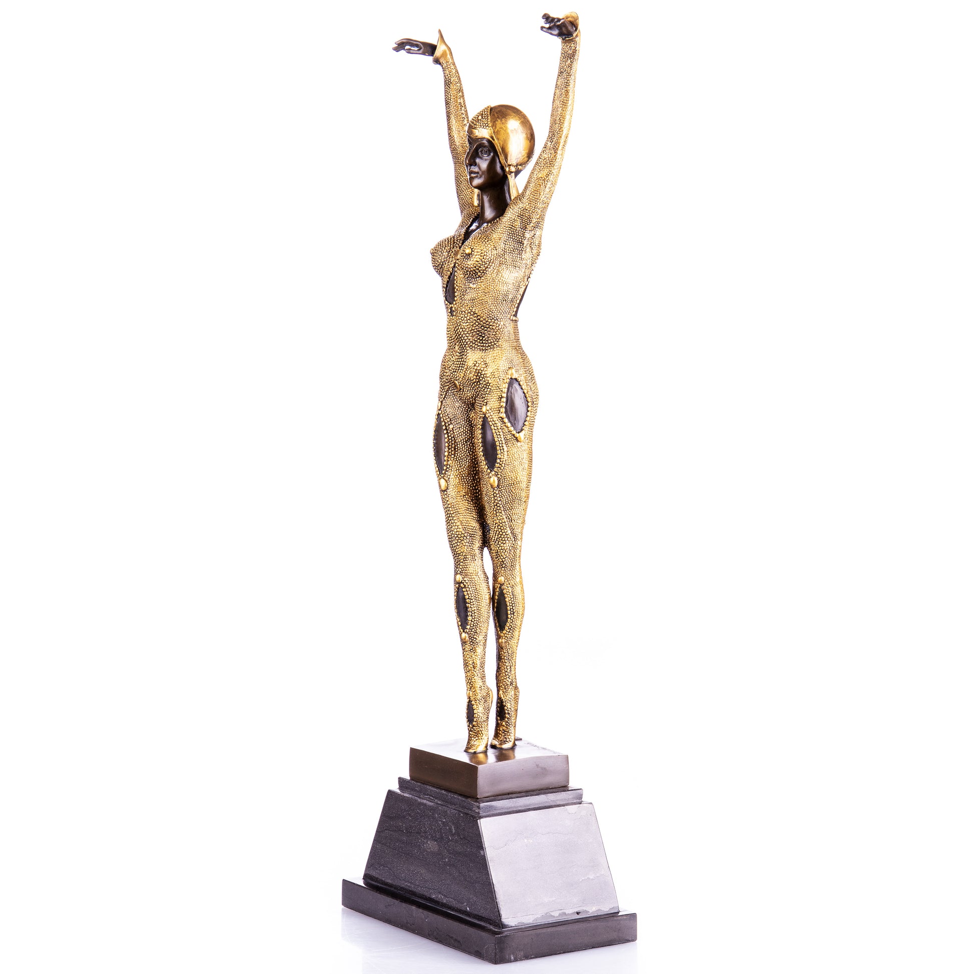 Sculpture en Bronze d'une Danseuse Art Déco,posture gracieuse,finition Marron et or.
