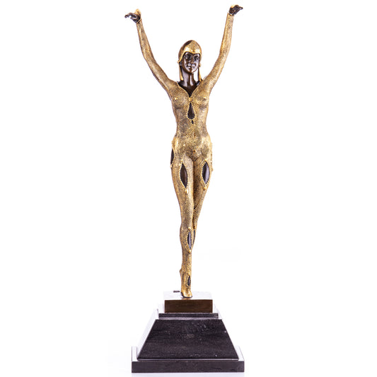 Sculpture en Bronze d'une Danseuse Art Déco,posture gracieuse,finition Marron et or.