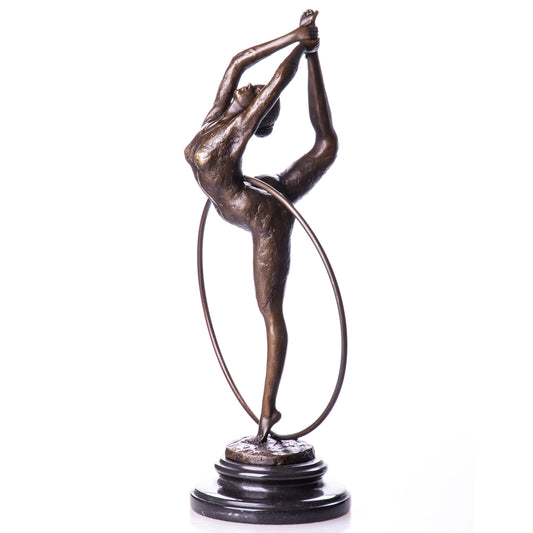 Statue en Bronze Gymnaste au Cerceau