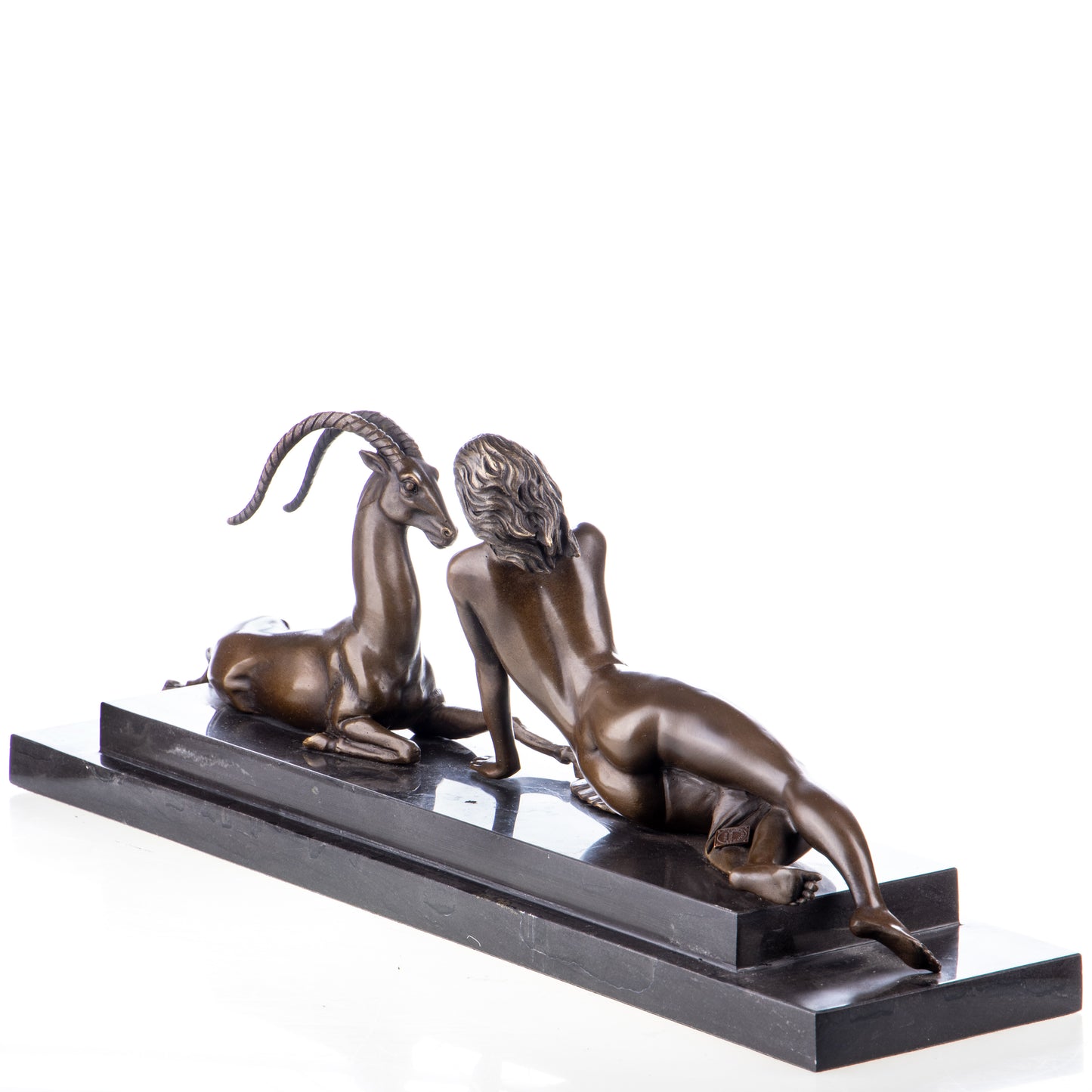 Statue en Bronze Femme Nue et Antilope