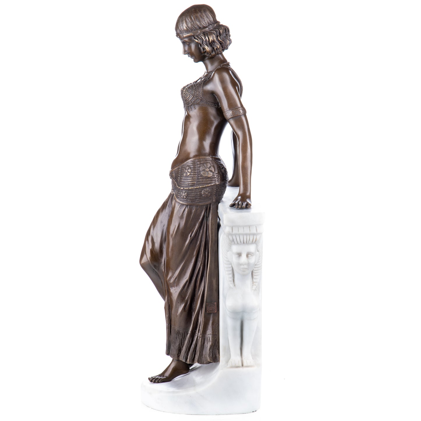 Statue en Bronze Femme Marbre blanc sculpté