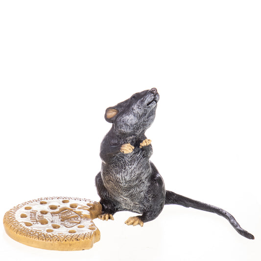 Statue en Bronze Souris au Biscuit
