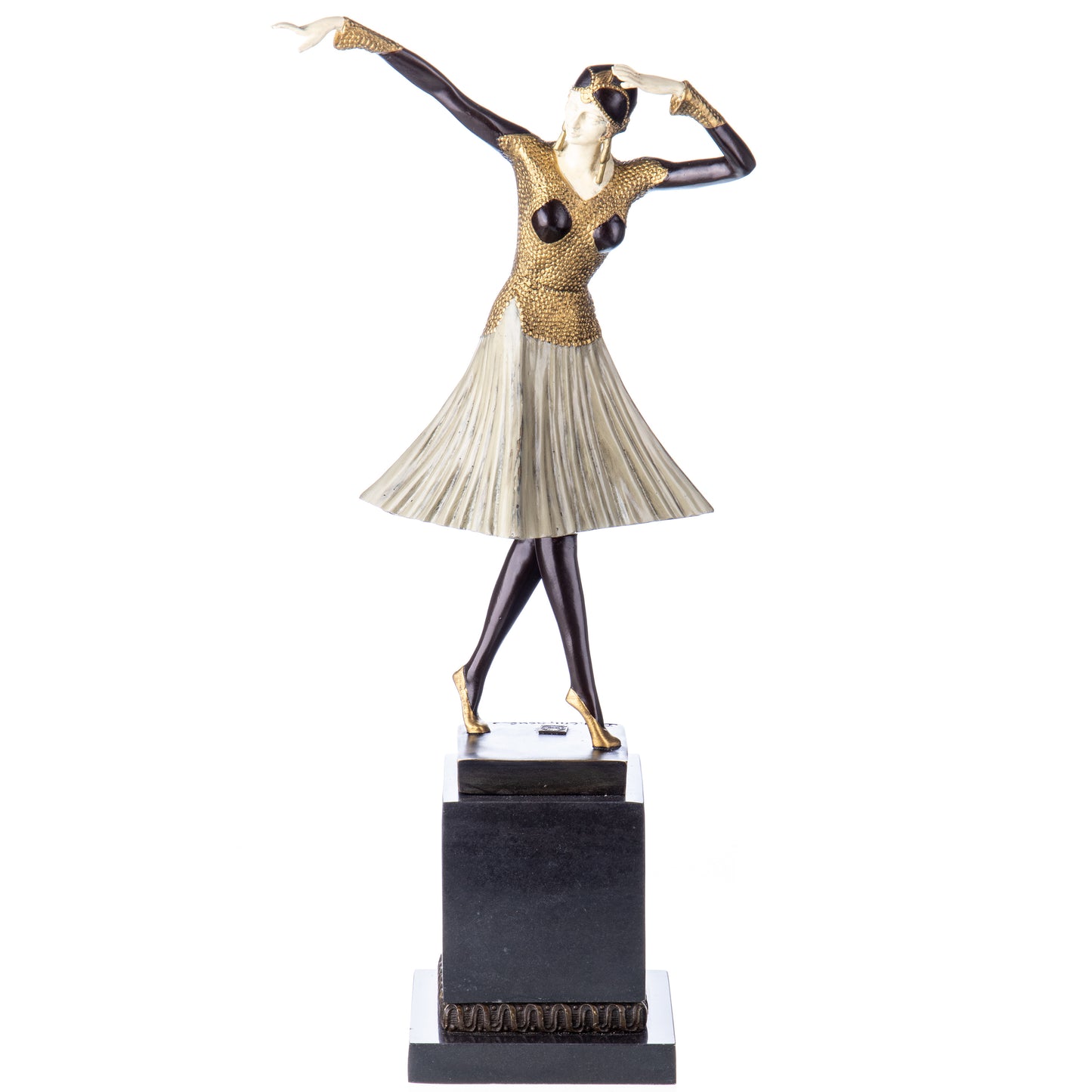 Sculpture en Bronze d'une Danseuse Art Déco,posture gracieuse,finition multicolore.