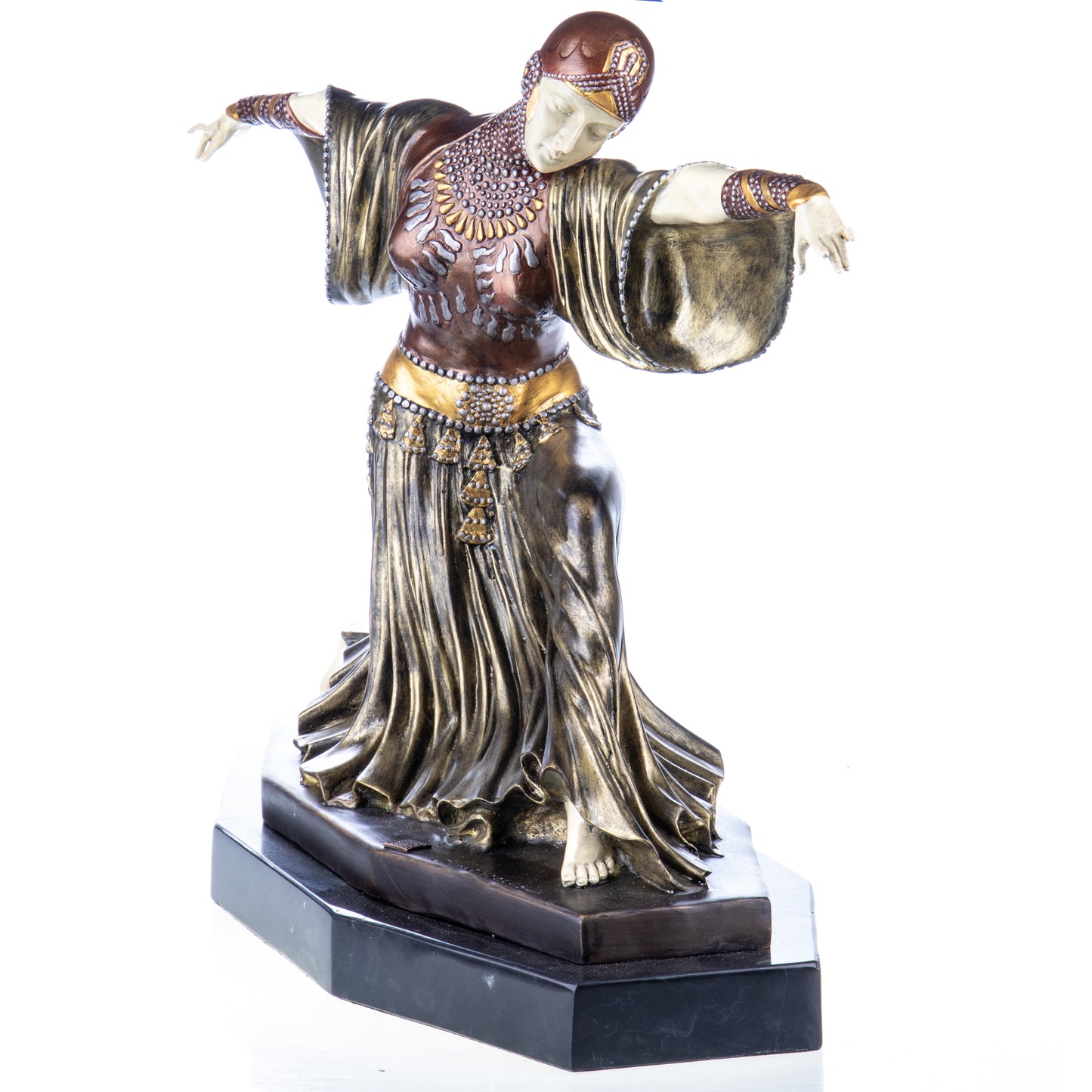 Sculpture en Bronze d'une Danseuse Art Déco,posture gracieuse,finition multicolore.