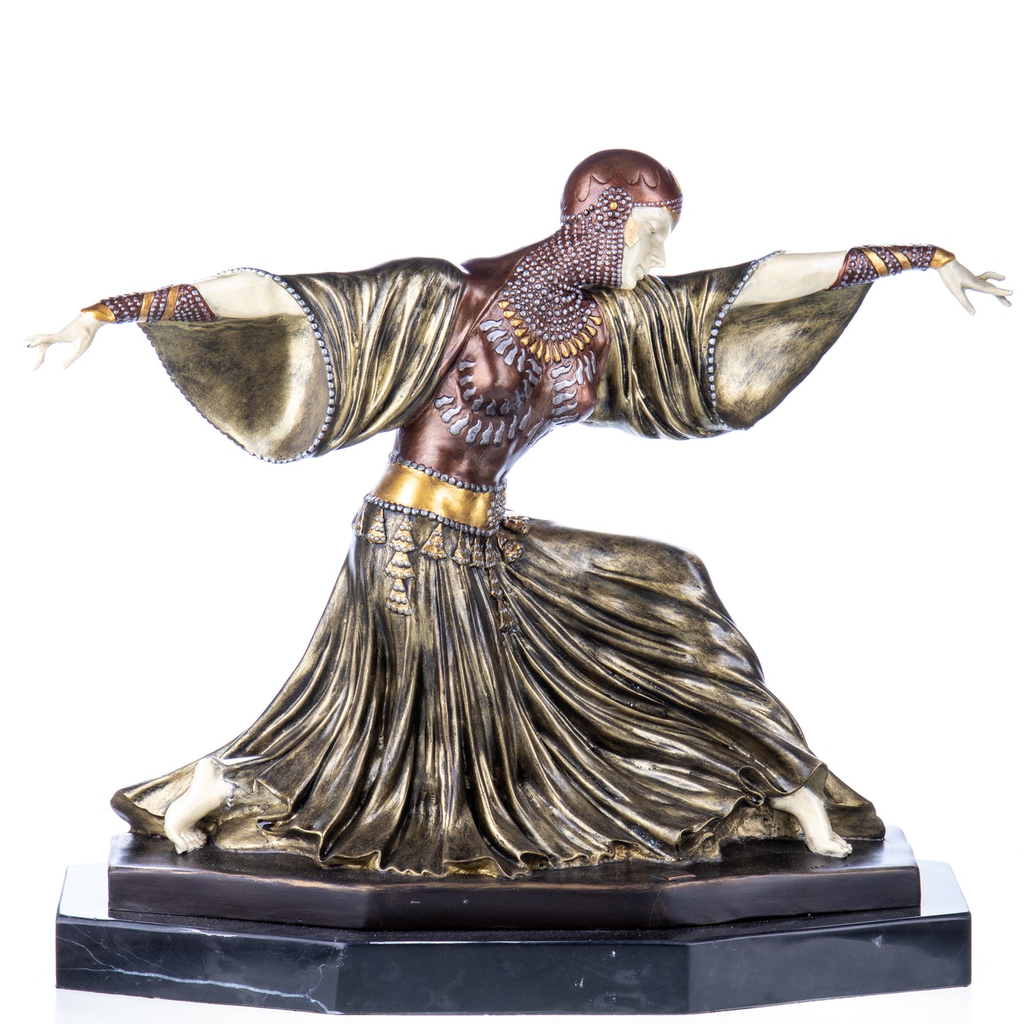 Sculpture en Bronze d'une Danseuse Art Déco,posture gracieuse,finition multicolore.