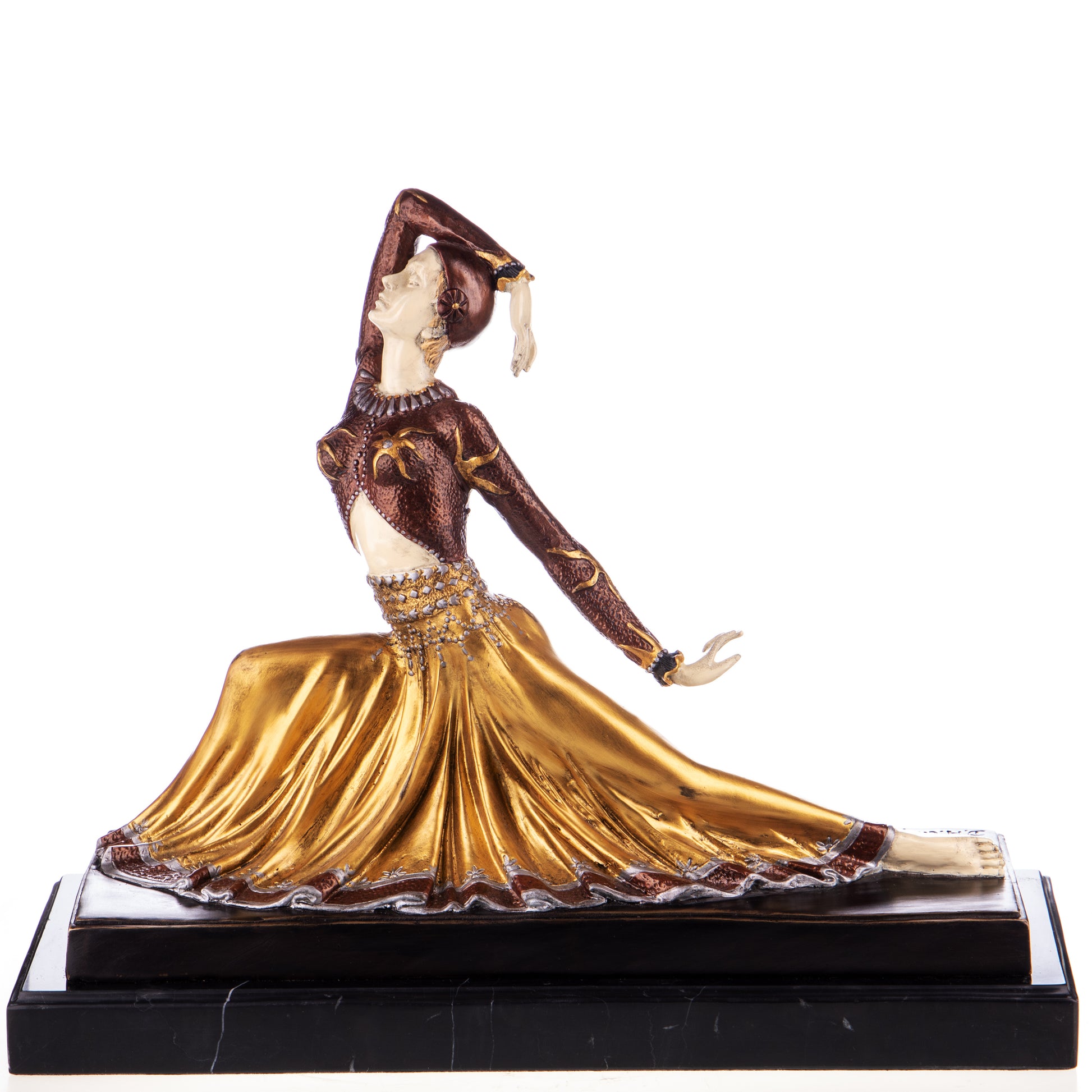 Sculpture en Bronze d'une Danseuse Art Déco,posture gracieuse,finition multicolore.