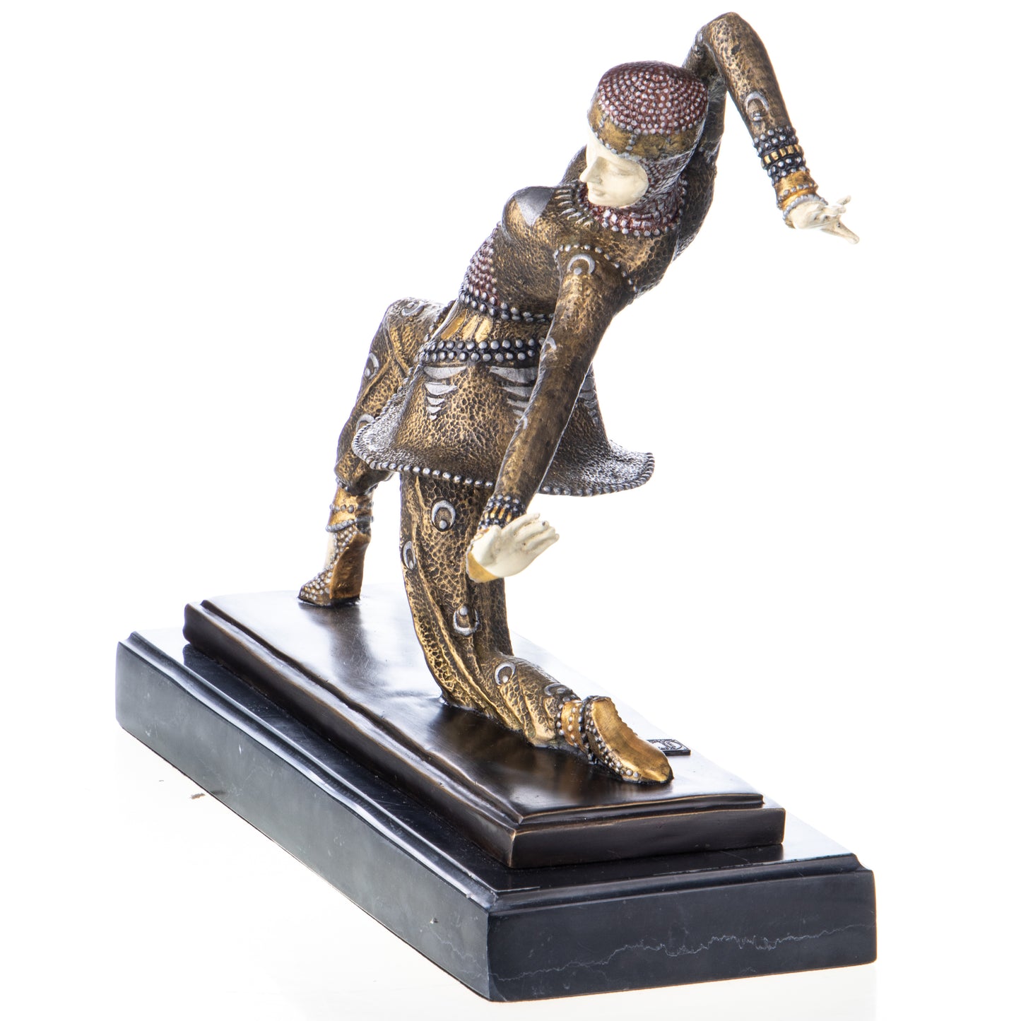 Sculpture en Bronze d'une Danseuse Art Déco,posture gracieuse,finition Blanc et Multicolore.