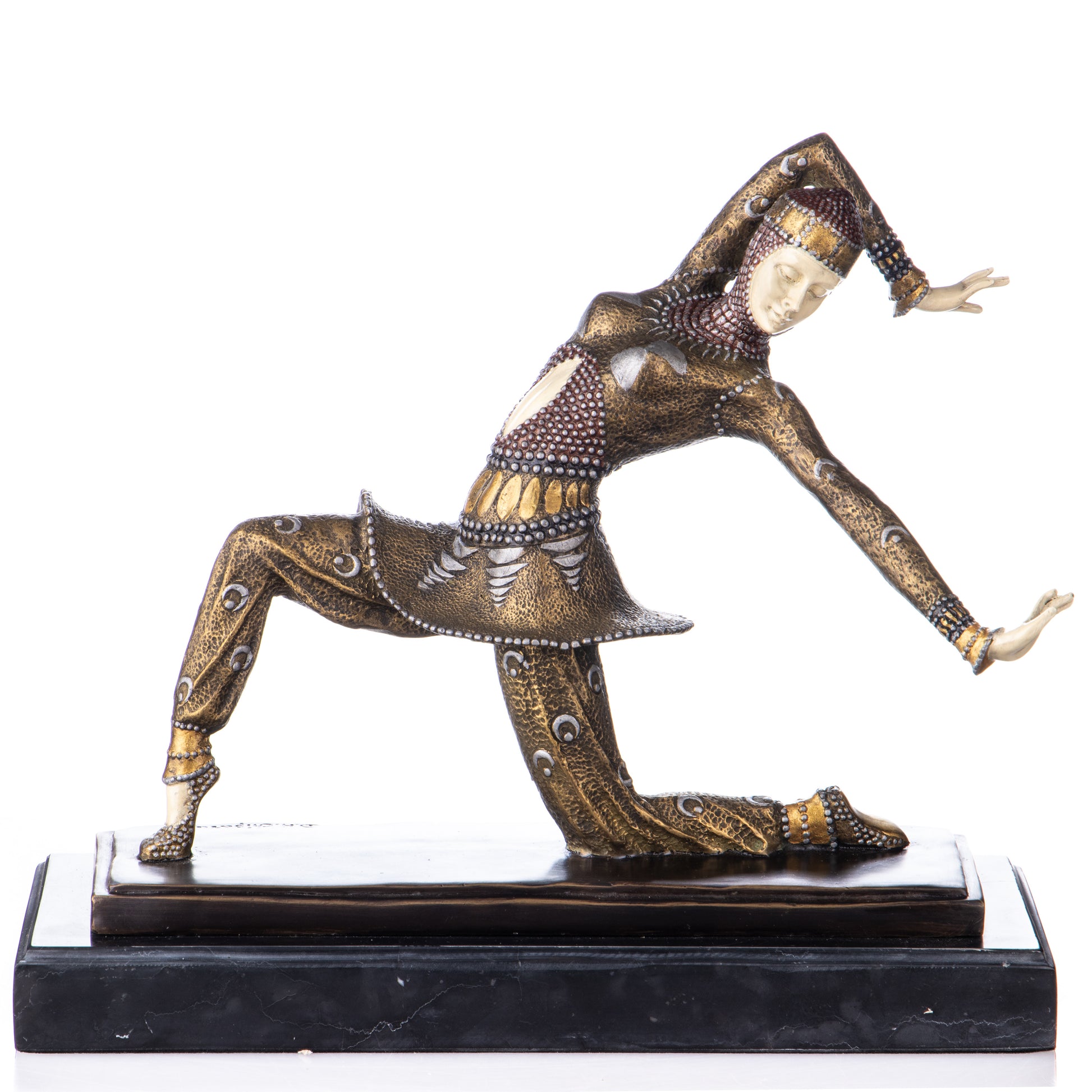 Sculpture en Bronze d'une Danseuse Art Déco,posture gracieuse,finition Blanc et Multicolore.