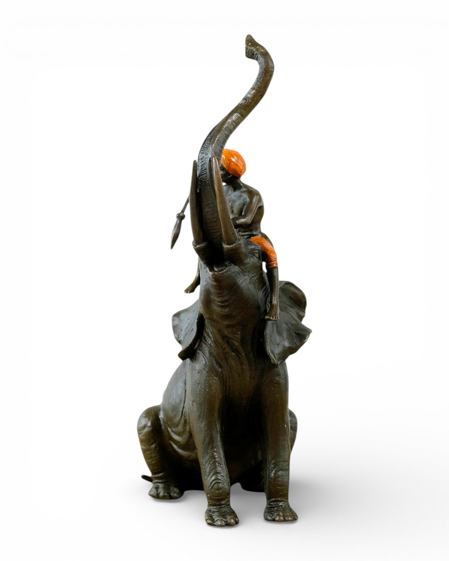 Sculpture bronze Éléphant et son carnac