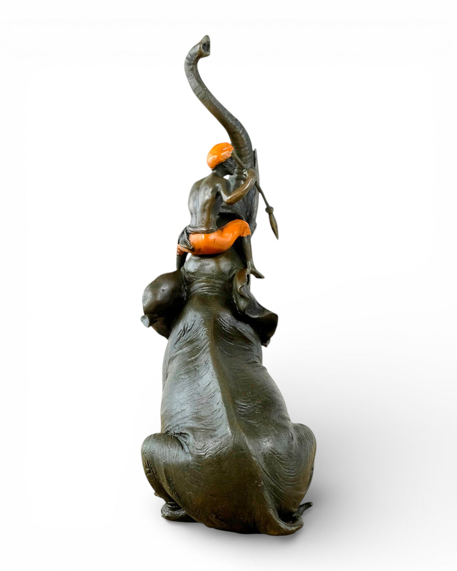 Sculpture bronze Éléphant et son carnac