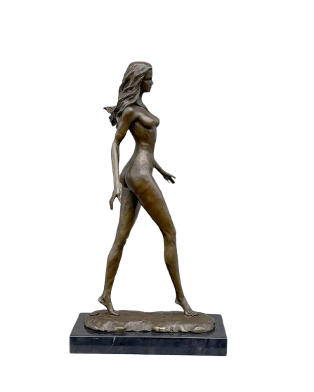 Sculpture en bronze Femme nue marchant