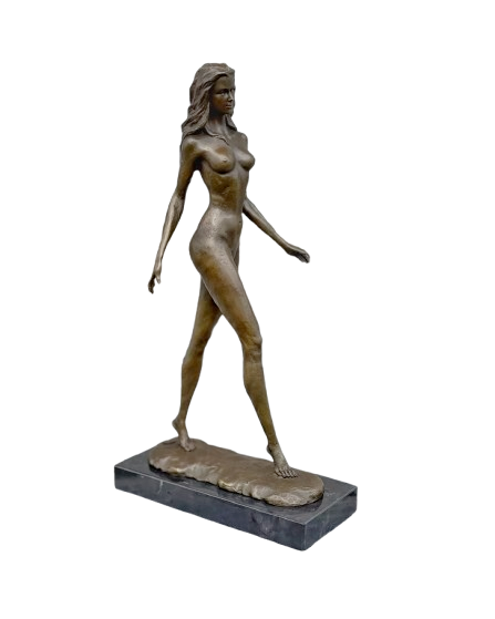 Sculpture en bronze Femme nue marchant