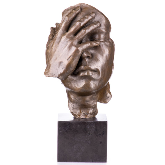Statue en bronze Visage réflexion