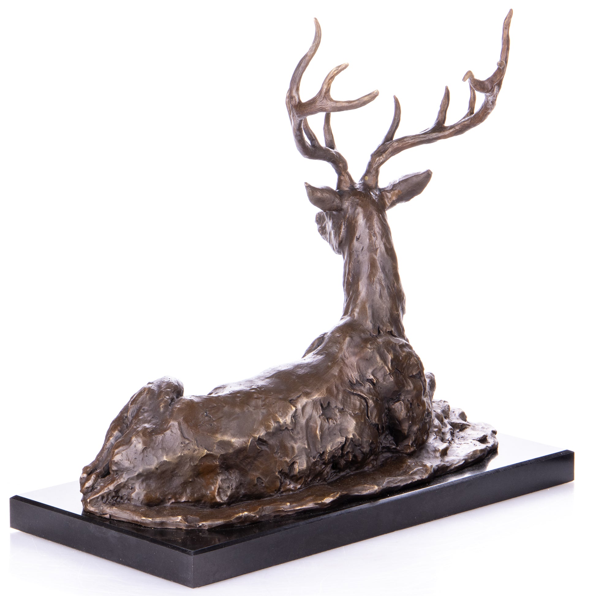 Sculpture en Bronze d'un Cerf couché,Art Animalier pour décoration intérieure.