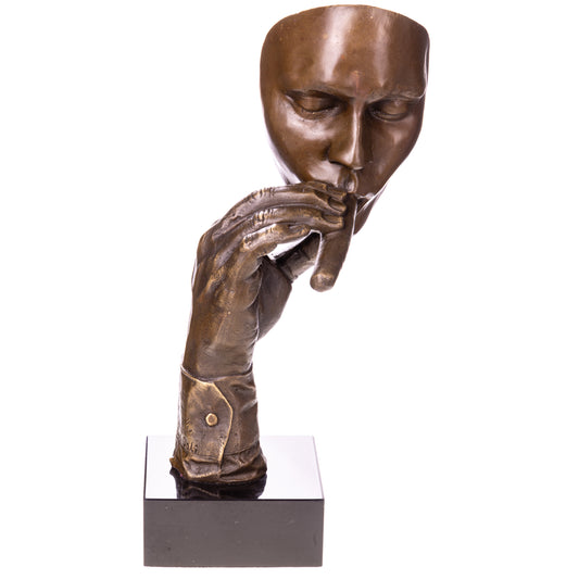 Sculpture en bronze Visage d'un homme au cigare