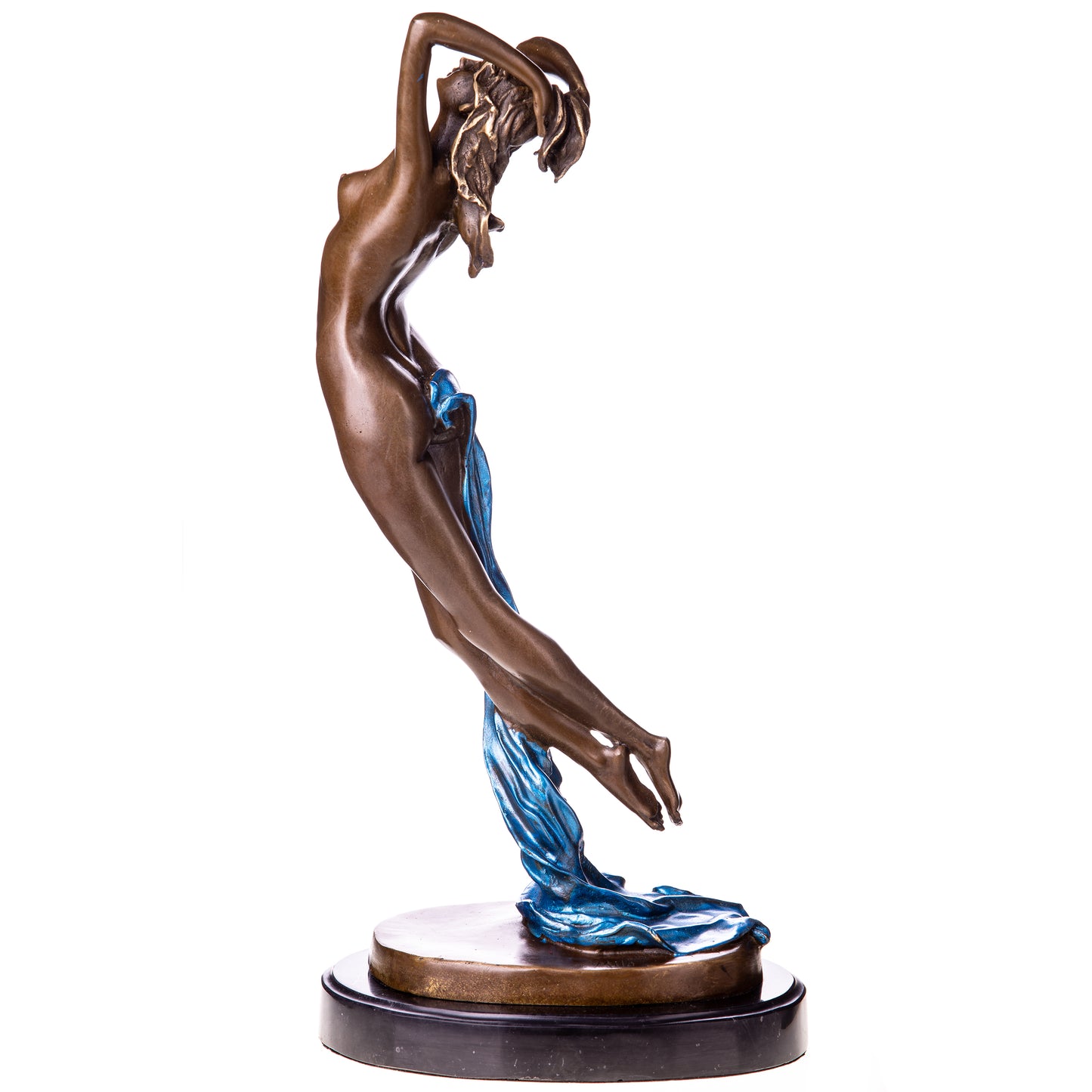 Sculpture en Bronze d'une Femme Nue au Foulard,Art Féminin et Décoration élégante et Sensuel.