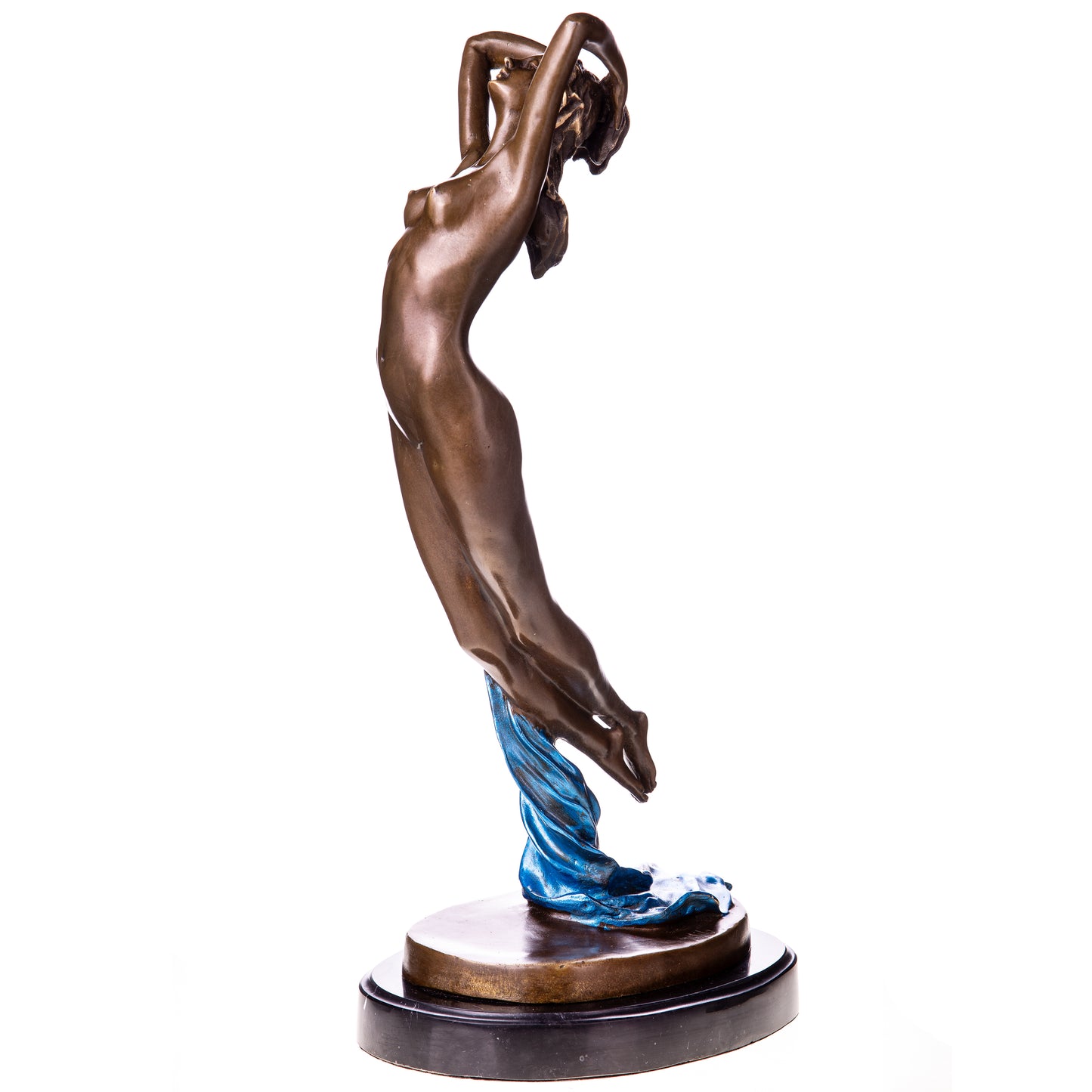 Sculpture en Bronze d'une Femme Nue au Foulard,Art Féminin et Décoration élégante et Sensuel.