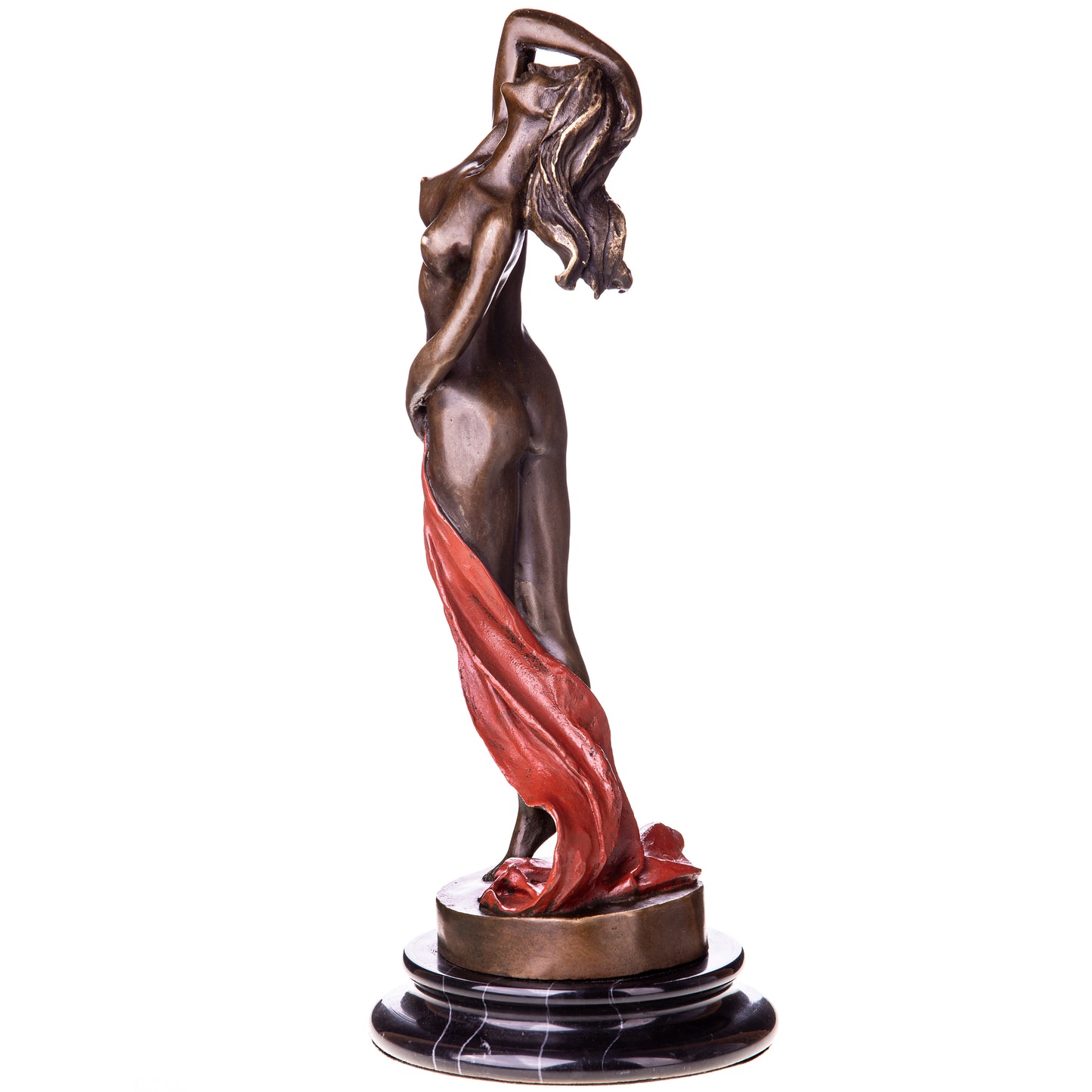 Sculpture en Bronze d'une Femme Nue au Foulard,Art Féminin et Décoration élégante et Sensuel.
